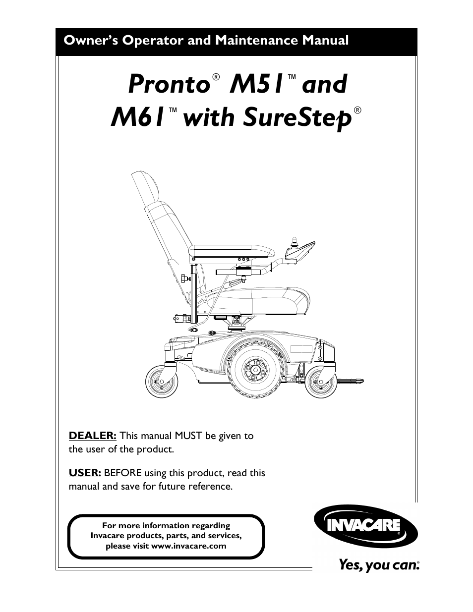 Invacare Wheelchair Pronto M61 User Manual | 80 pages
