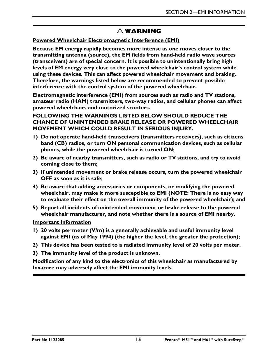 Invacare Wheelchair Pronto M61 User Manual | Page 15 / 80