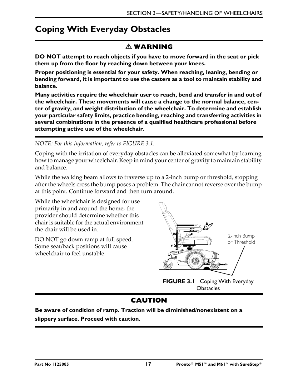 Coping with everyday obstacles | Invacare Wheelchair Pronto M61 User Manual | Page 17 / 80