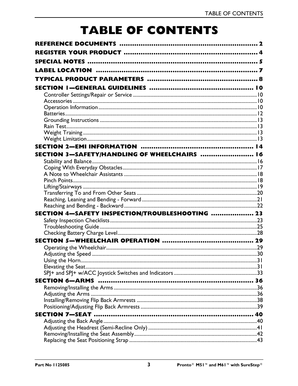 Invacare Wheelchair Pronto M61 User Manual | Page 3 / 80