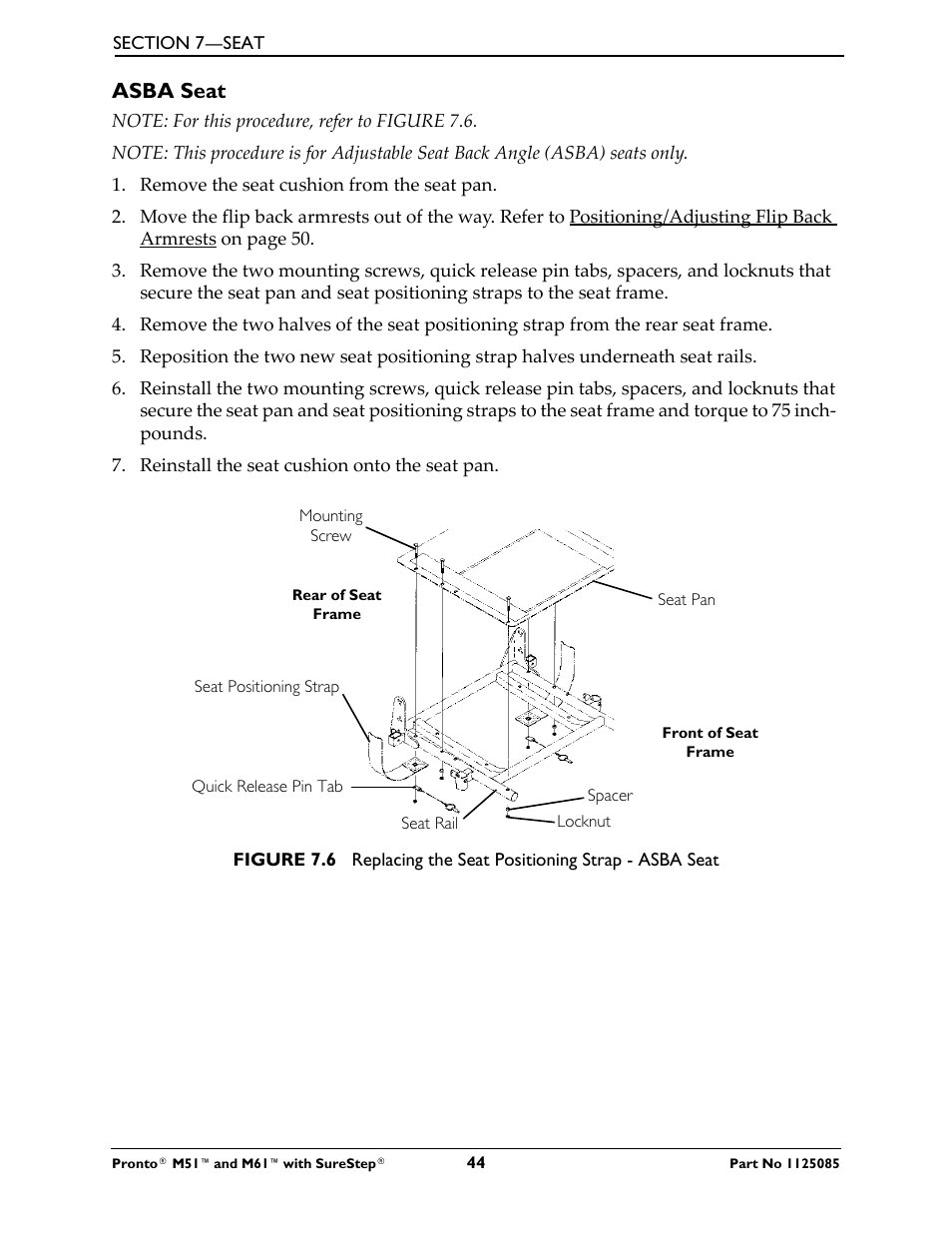 Asba seat | Invacare Wheelchair Pronto M61 User Manual | Page 44 / 80