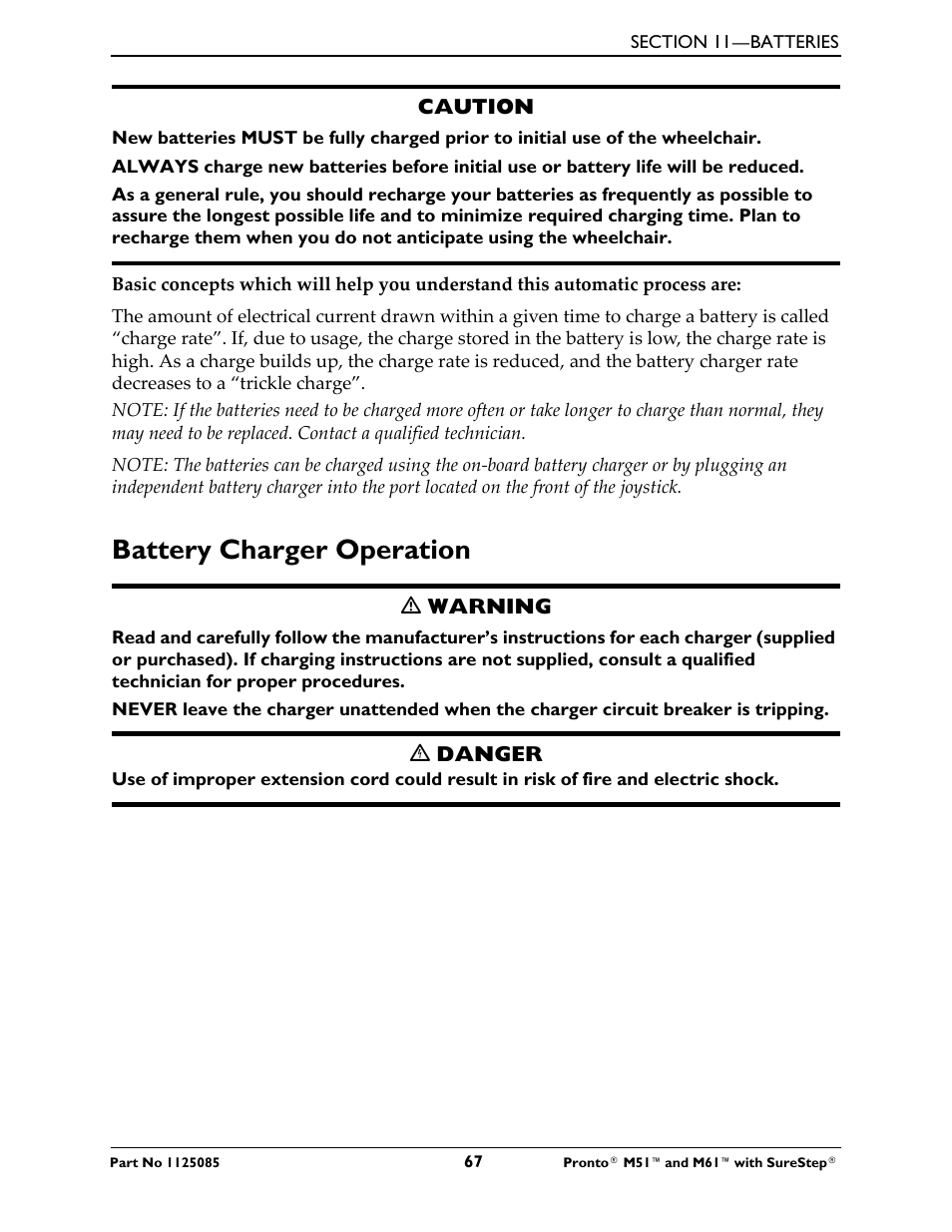 Battery charger operation | Invacare Wheelchair Pronto M61 User Manual | Page 67 / 80