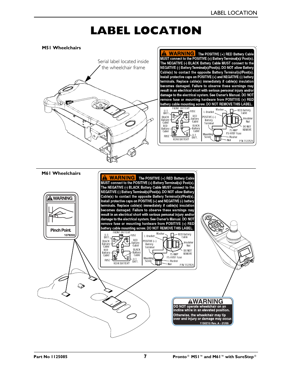 Label location | Invacare Wheelchair Pronto M61 User Manual | Page 7 / 80