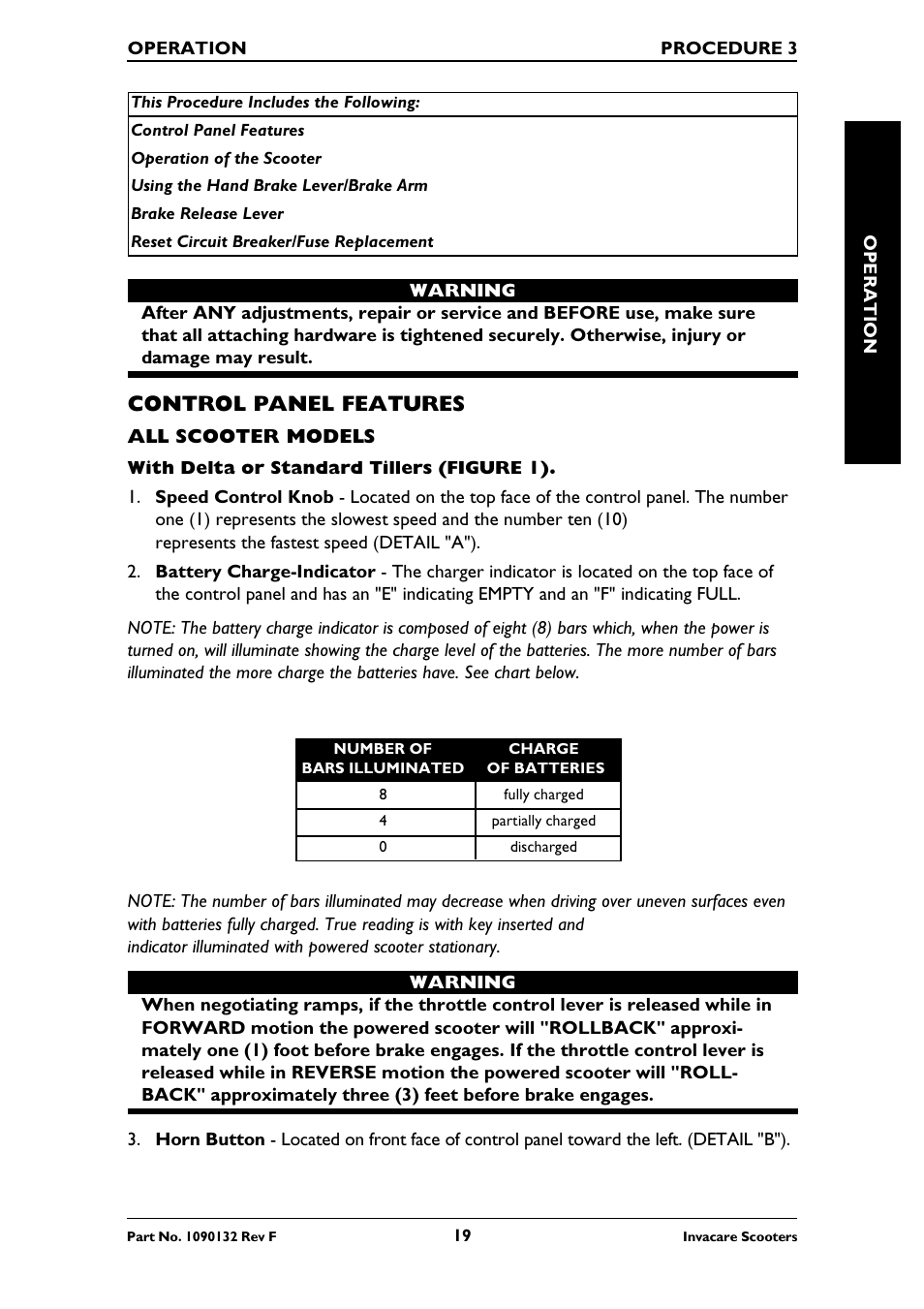Control panel features | Invacare LYNX LX-3PLUS  EU User Manual | Page 19 / 64