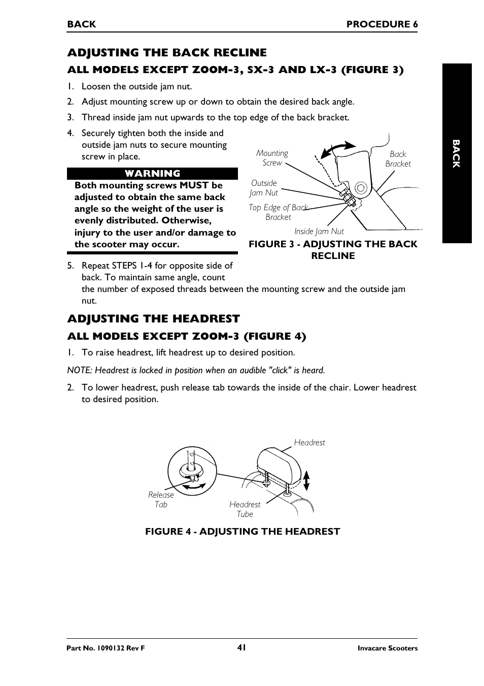 Adjusting the back recline, Adjusting the headrest | Invacare LYNX LX-3PLUS  EU User Manual | Page 41 / 64