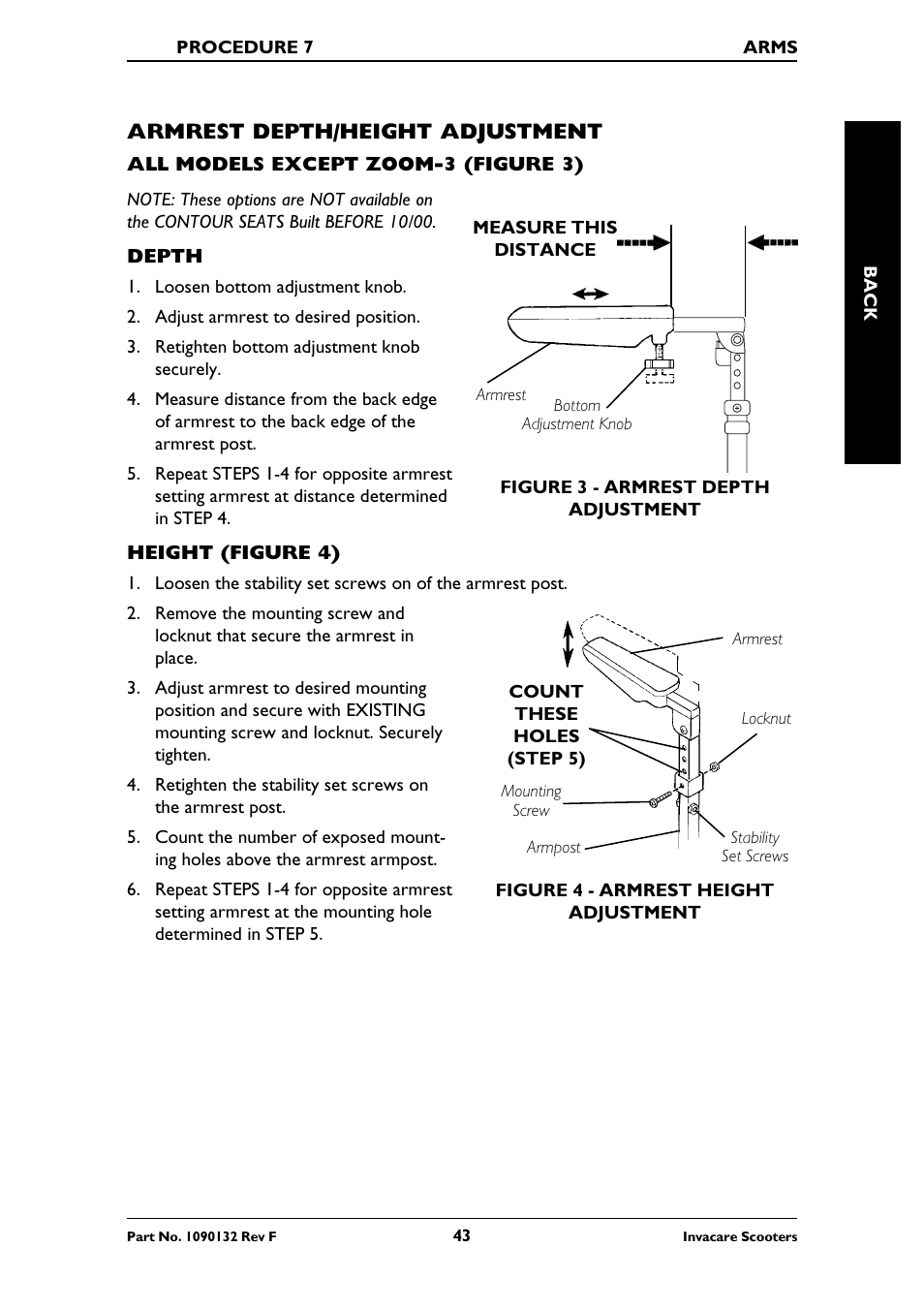 Armrest depth/height adjustment | Invacare LYNX LX-3PLUS  EU User Manual | Page 43 / 64