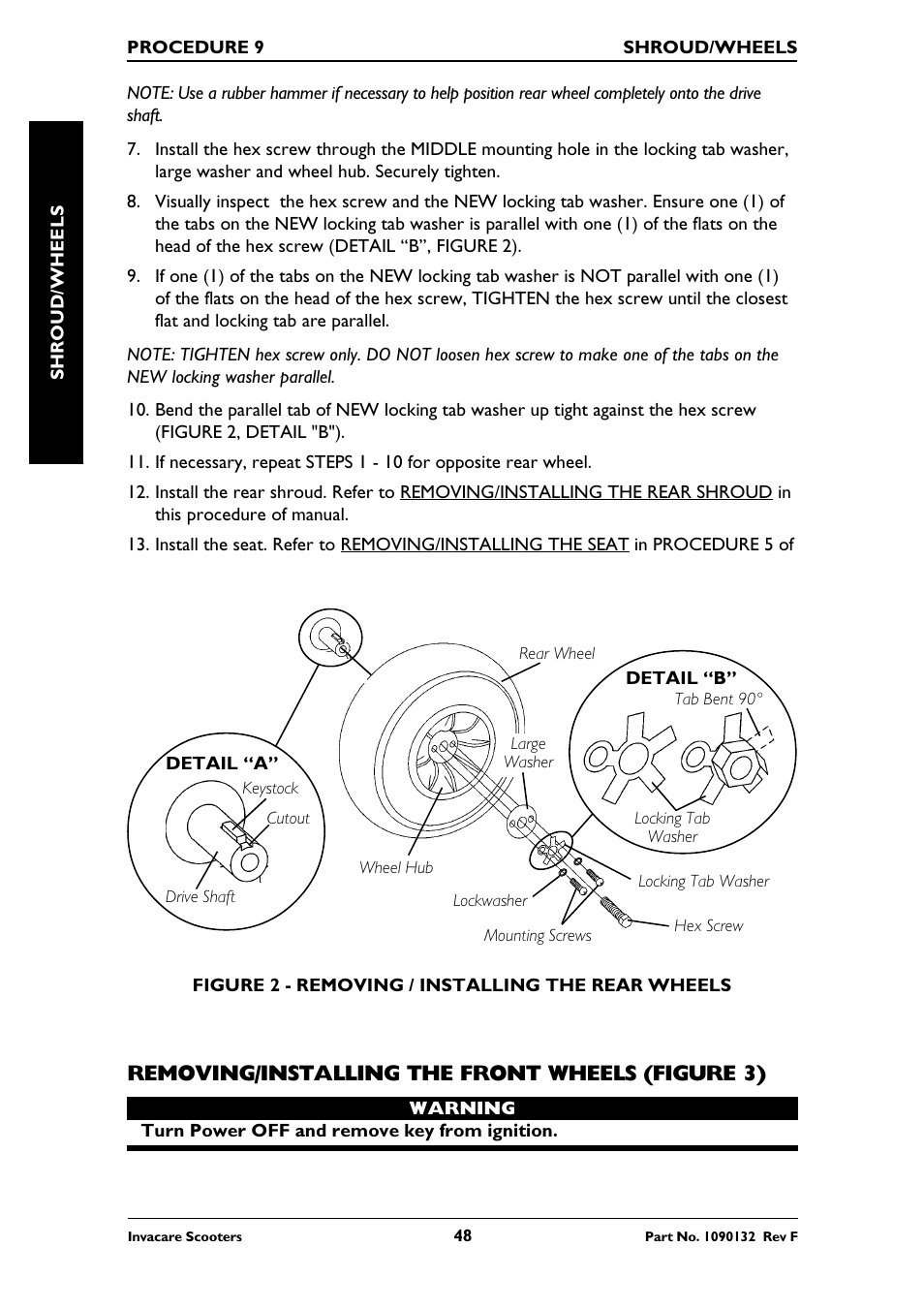 Removing/installing the front wheels (figure 3) | Invacare LYNX LX-3PLUS  EU User Manual | Page 48 / 64