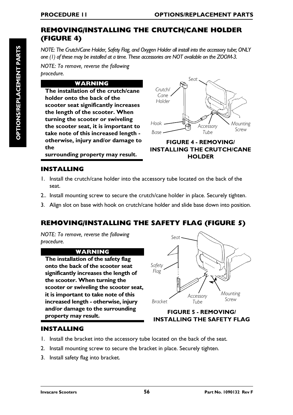 Removing/installing the safety flag (figure 5) | Invacare LYNX LX-3PLUS  EU User Manual | Page 56 / 64