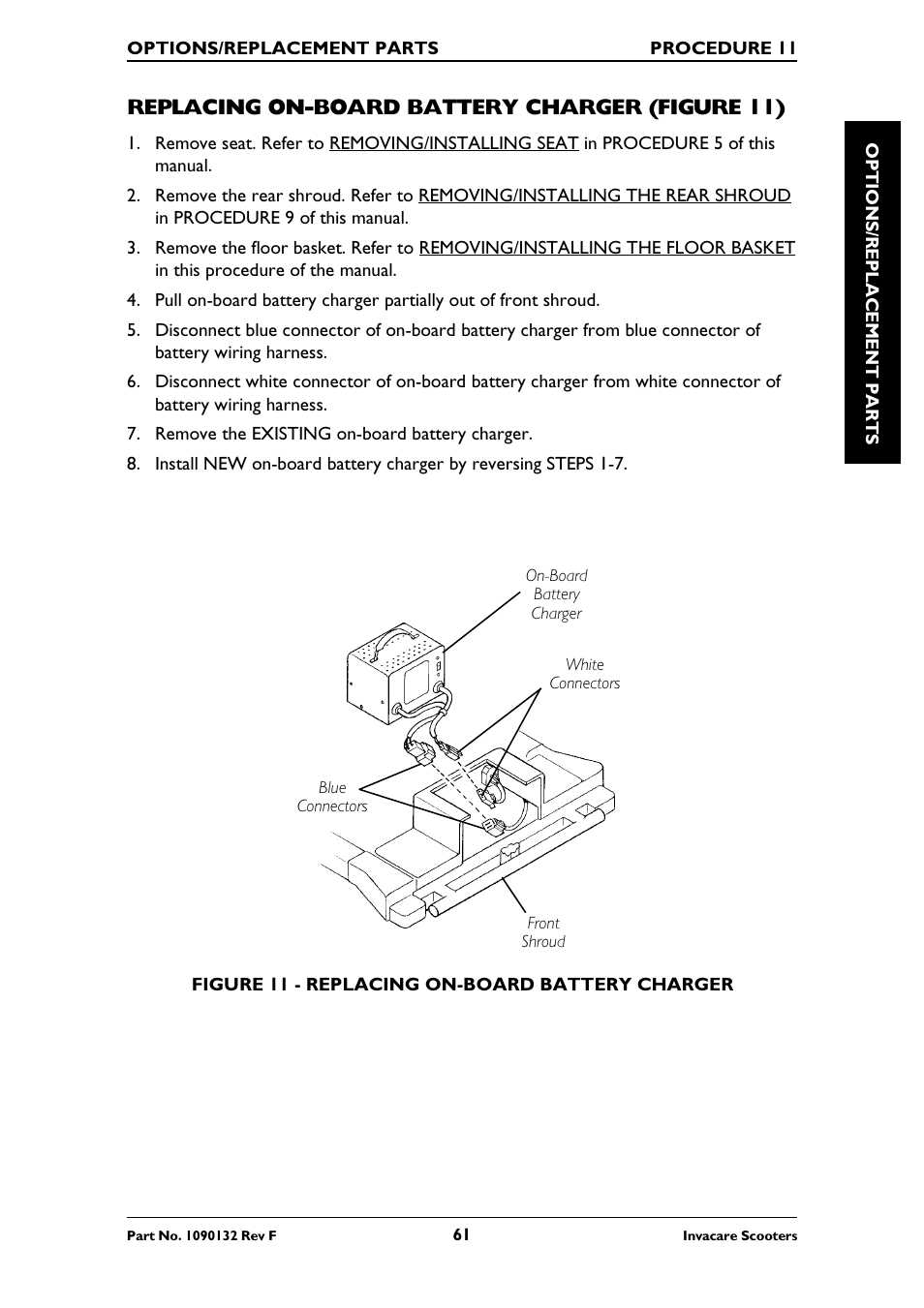 Replacing on-board battery charger (figure 11) | Invacare LYNX LX-3PLUS  EU User Manual | Page 61 / 64