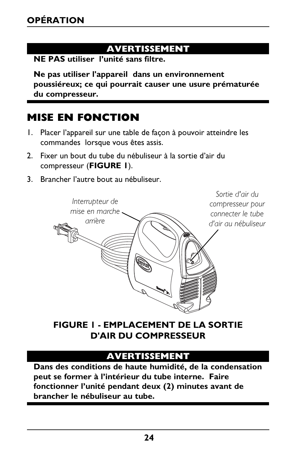 Mise en fonction | Invacare IRC1001 User Manual | Page 24 / 44