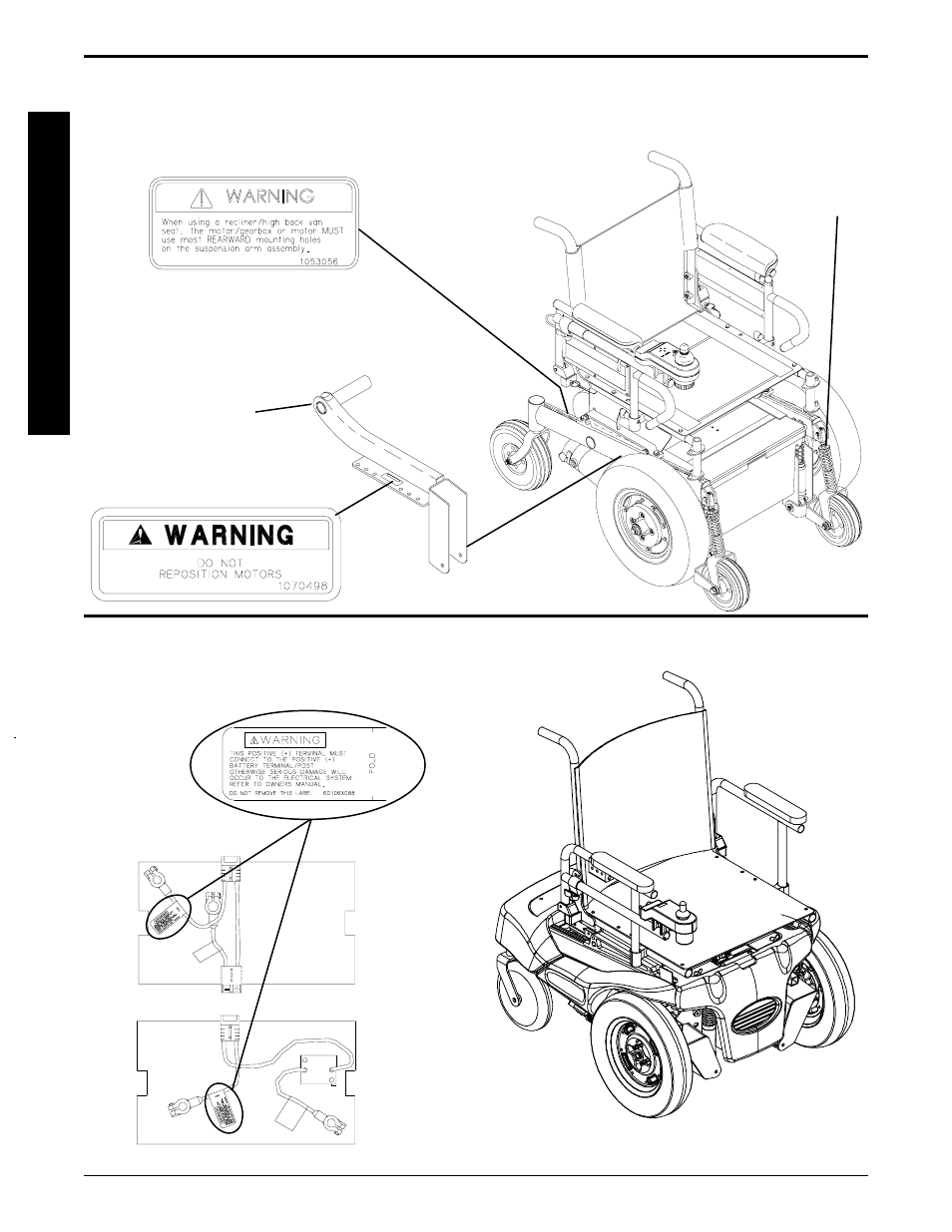 Warning/caution label location, Mwd models, Fwd models | Invacare ARROW MWD User Manual | Page 10 / 108