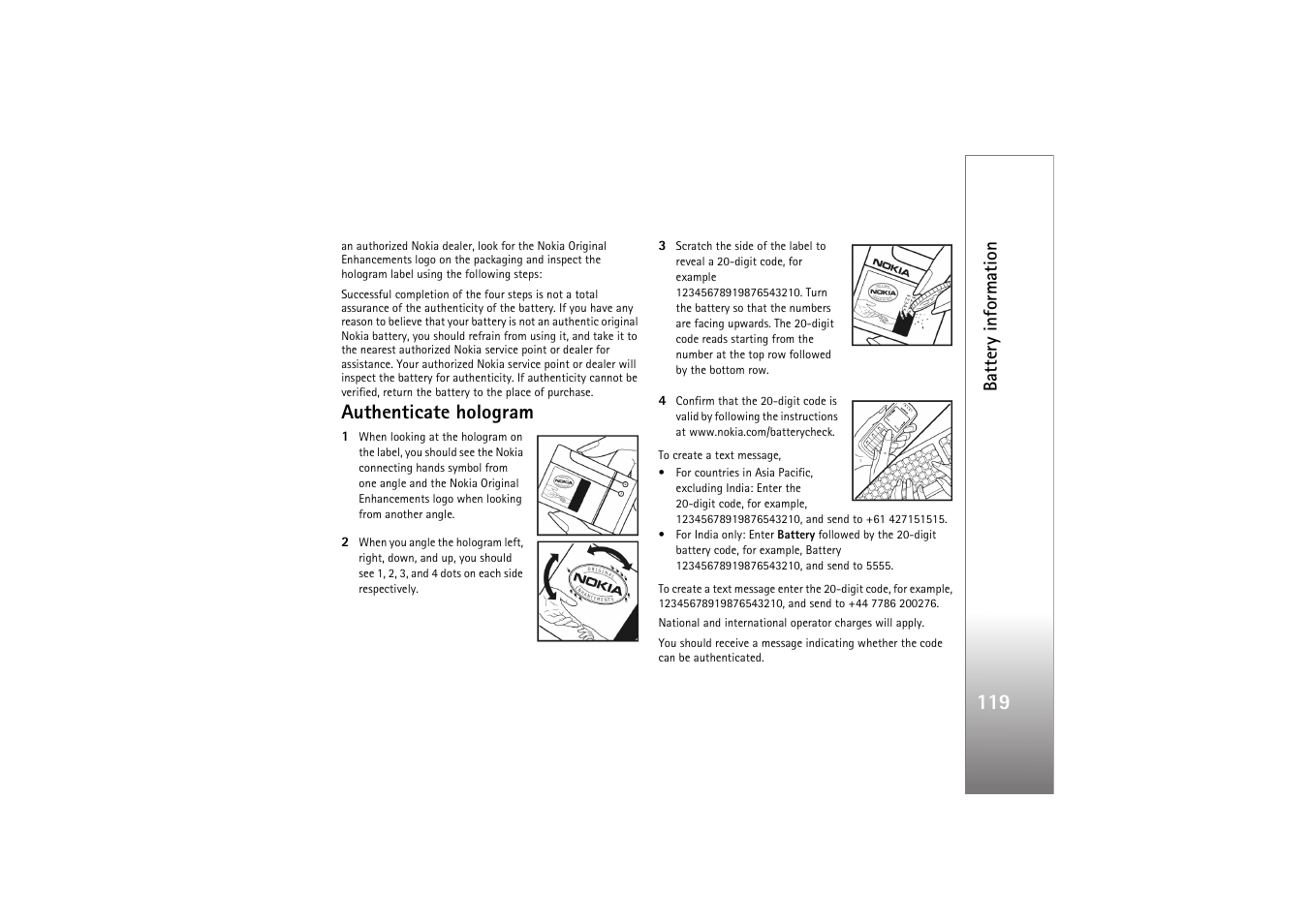 Authenticate hologram | Nokia N77 User Manual | Page 119 / 133