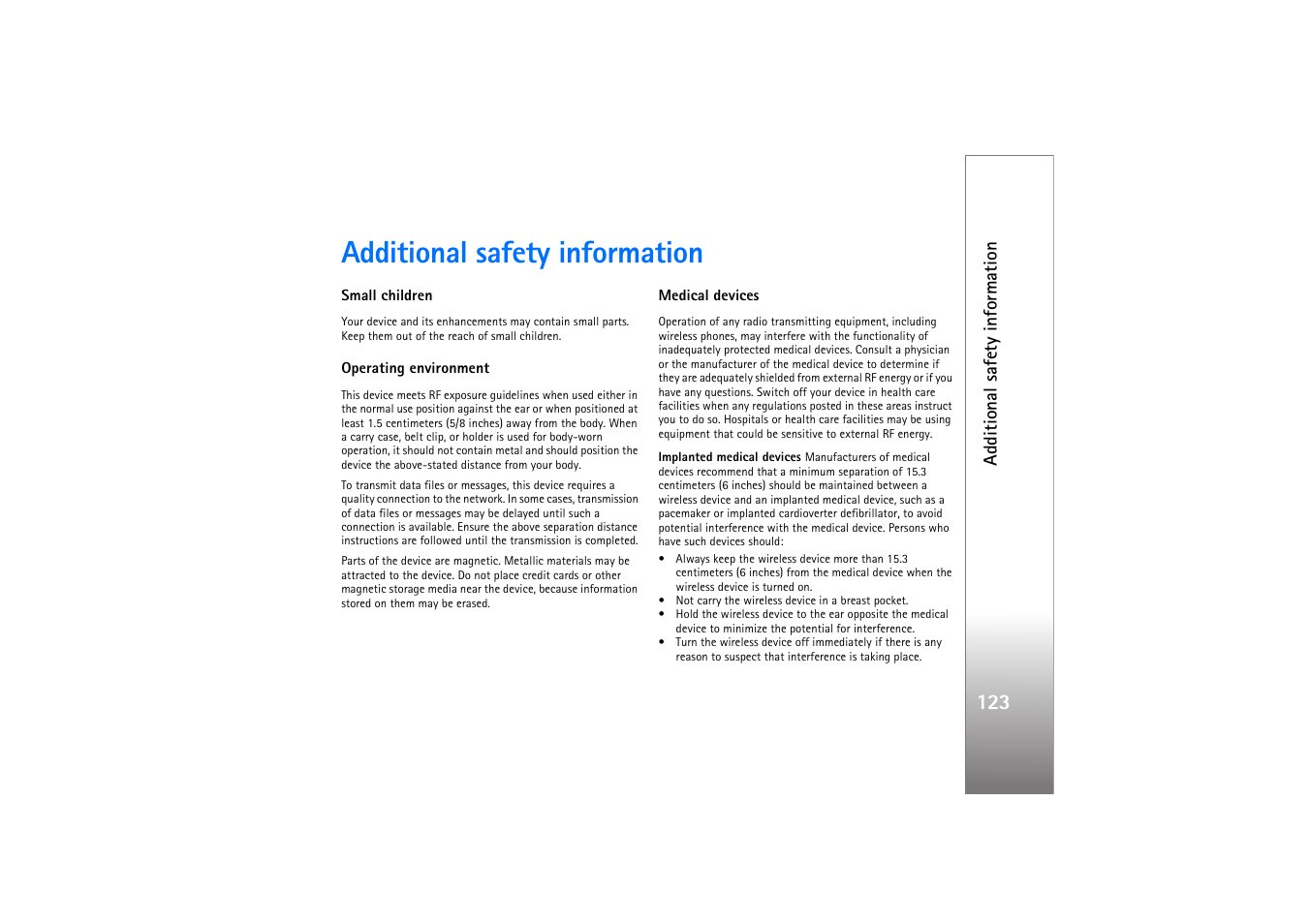 Additional safety information | Nokia N77 User Manual | Page 123 / 133