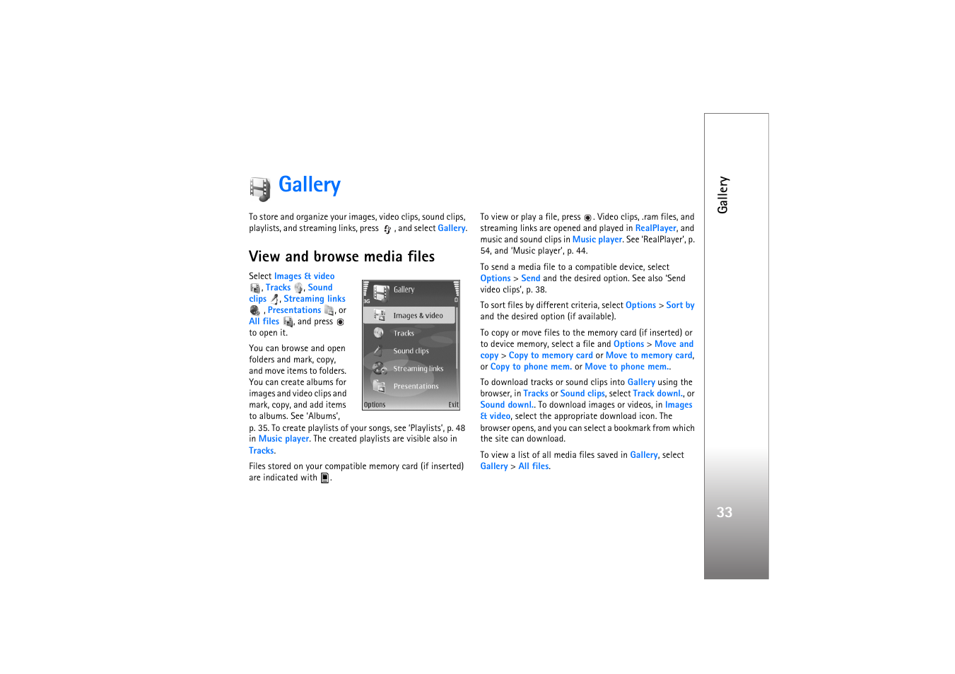 Gallery, View and browse media files | Nokia N77 User Manual | Page 33 / 133