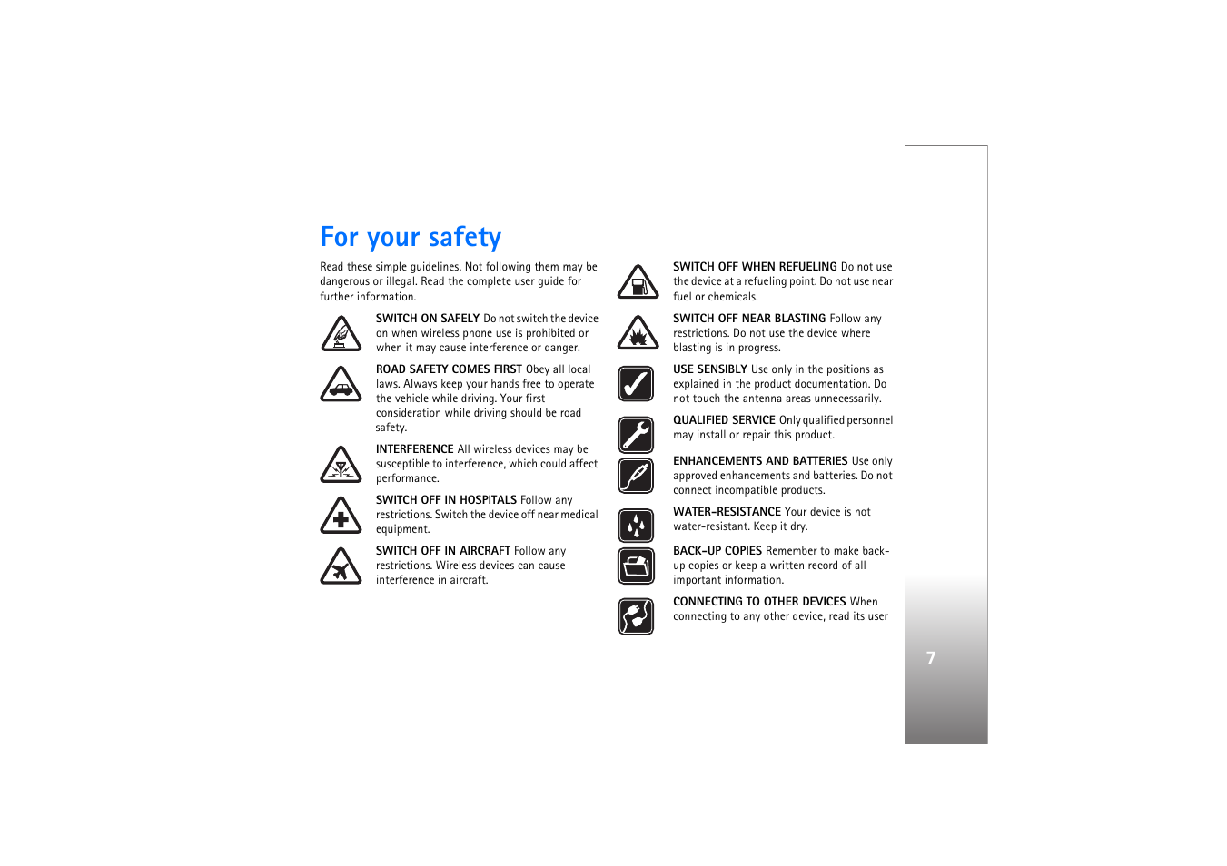 For your safety | Nokia N77 User Manual | Page 7 / 133