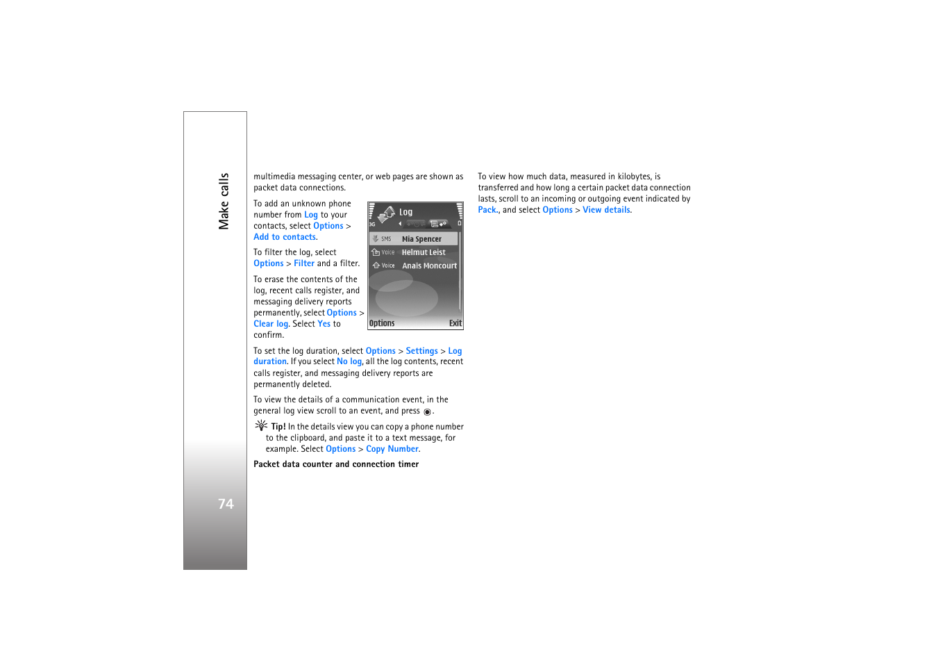 Make calls | Nokia N77 User Manual | Page 74 / 133