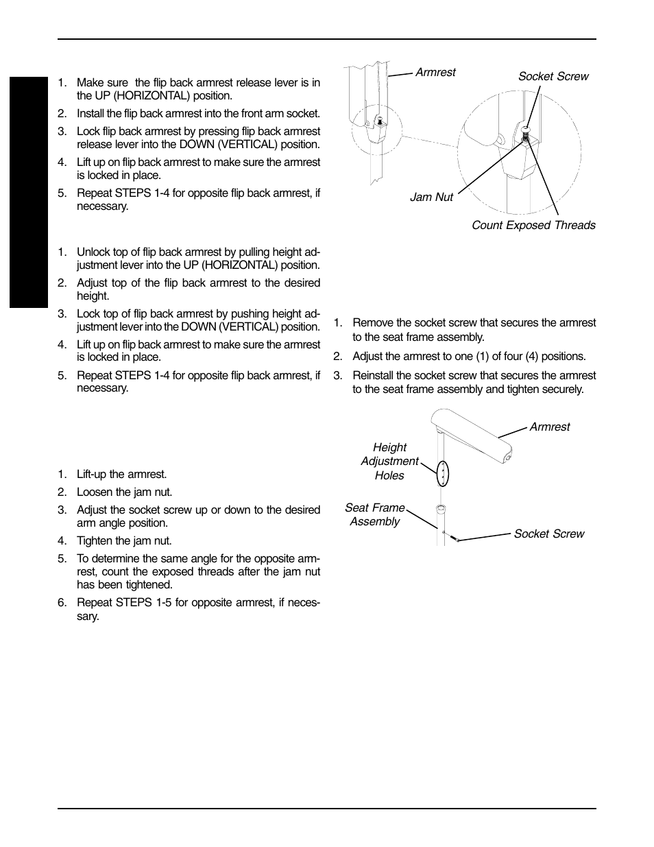 Adjusting captain's seat armrests | Invacare PRONTO R2-250 User Manual | Page 28 / 48
