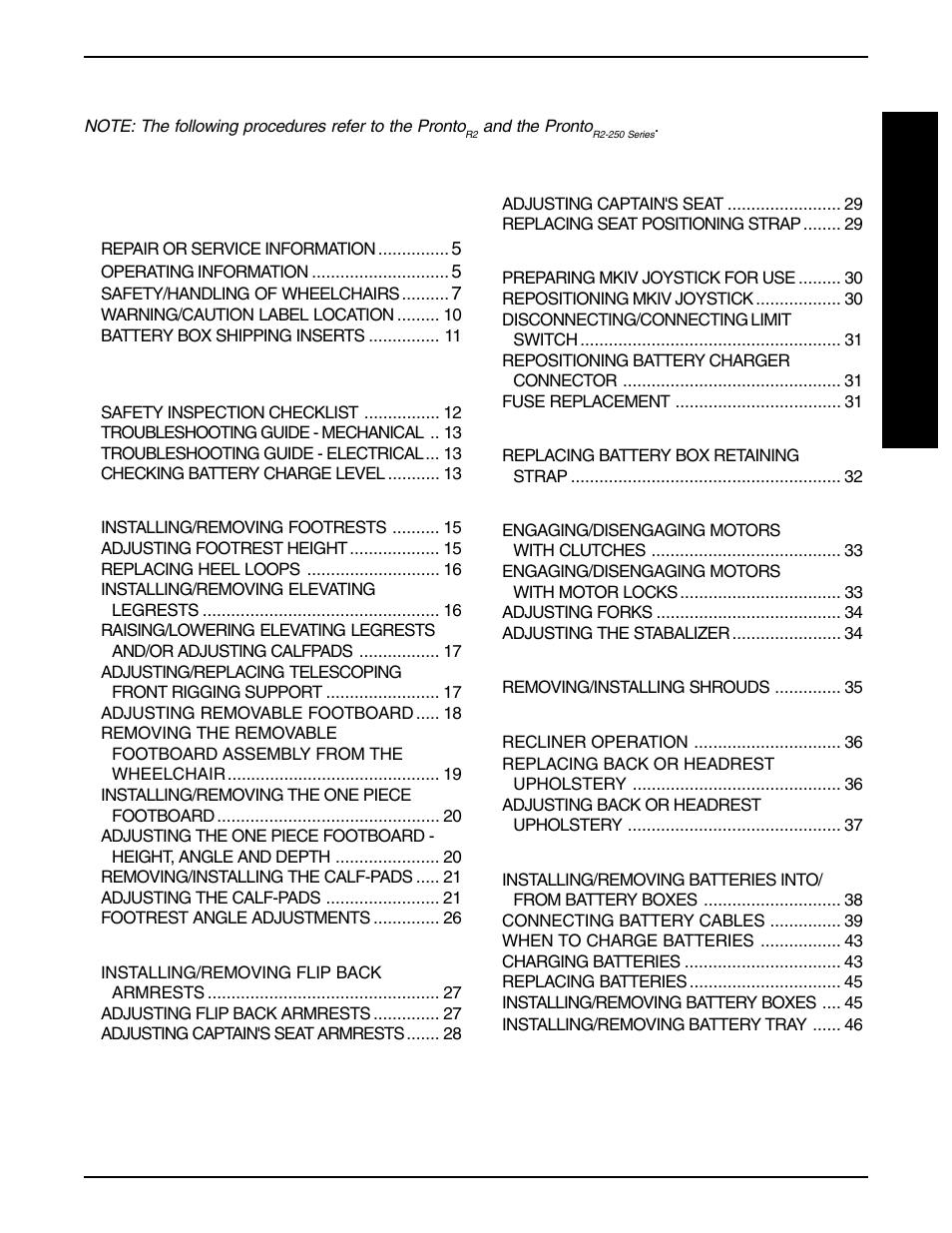 Invacare PRONTO R2-250 User Manual | Page 3 / 48
