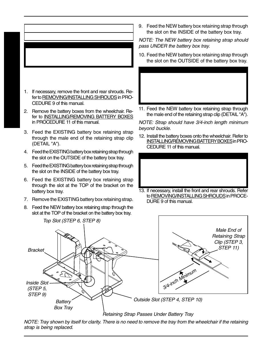 Replacing battery box retaining strap (figure 1) | Invacare PRONTO R2-250 User Manual | Page 32 / 48