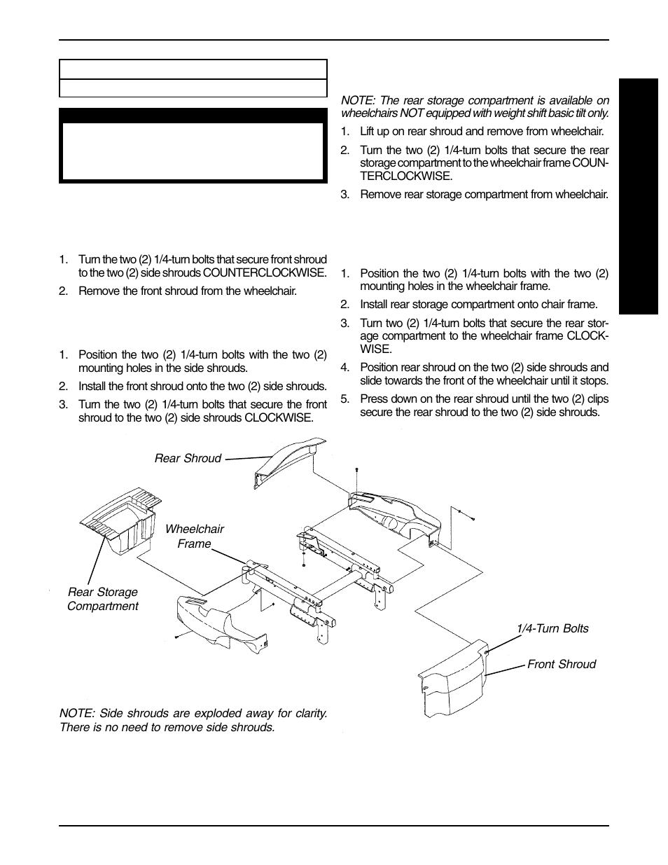 Removing/installing shrouds (figure 1) | Invacare PRONTO R2-250 User Manual | Page 35 / 48