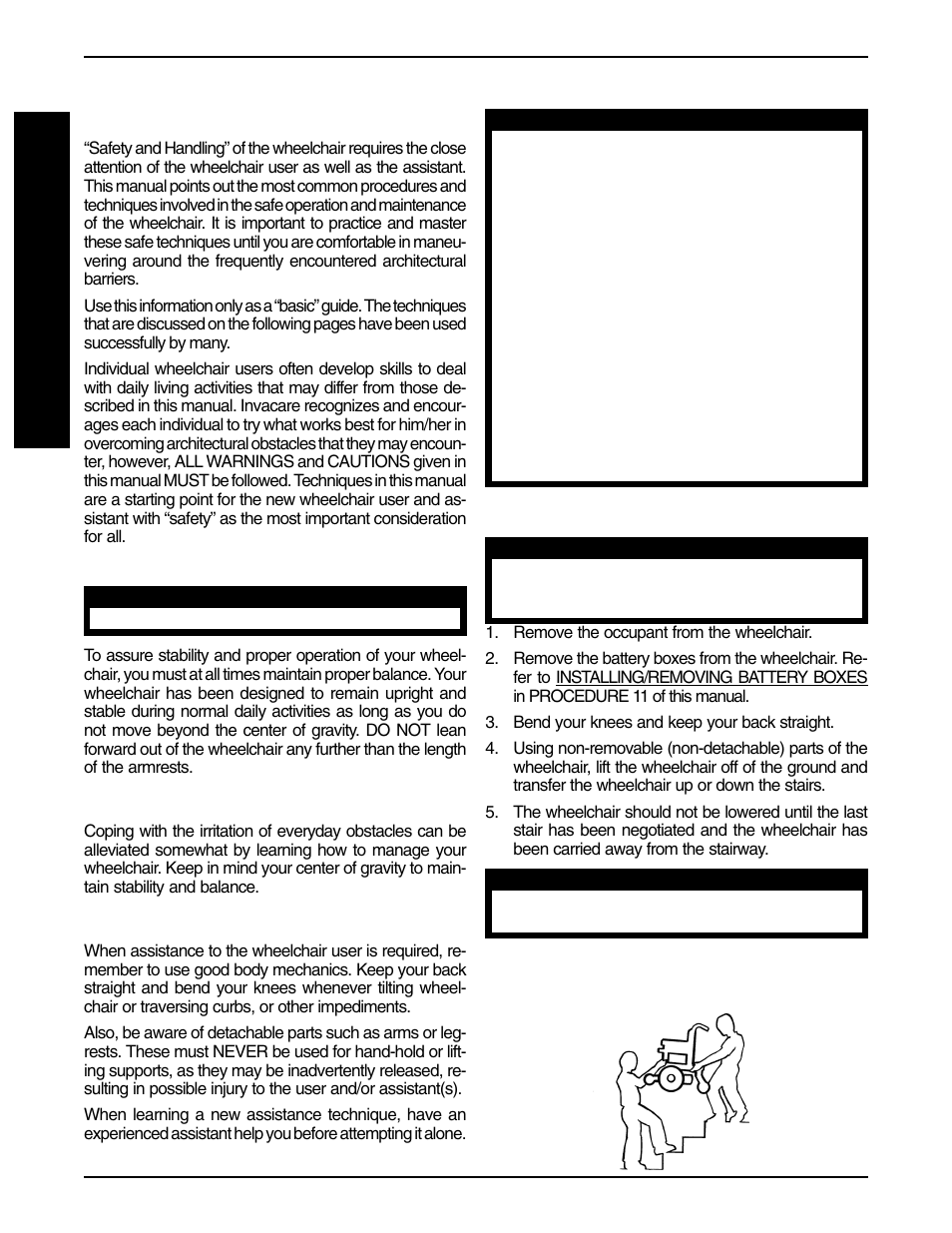 Safety/handling of wheelchairs | Invacare PRONTO R2-250 User Manual | Page 8 / 48