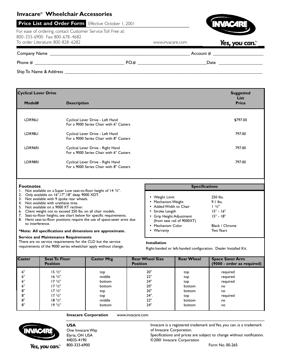 Invacare Wheelchair Accessories User Manual | 1 page