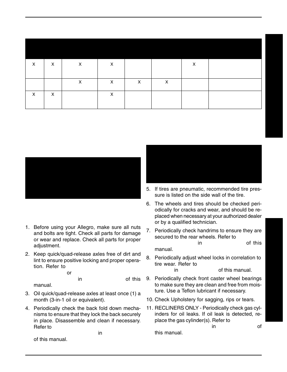 Maintenance, Troubleshooting | Invacare Allegro 1061057 User Manual | Page 15 / 72