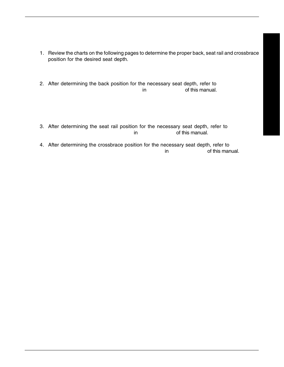 Seat depth checklist | Invacare Allegro 1061057 User Manual | Page 63 / 72