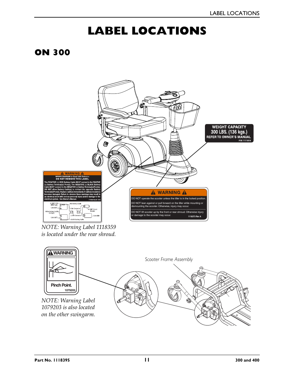 Label locations, On 300 | Invacare HMV Highly 300 User Manual | Page 11 / 72