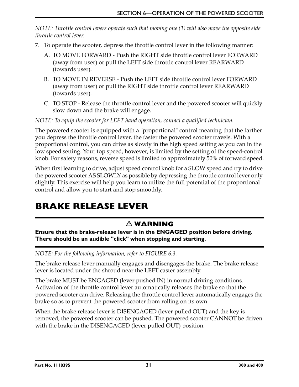 Brake release lever, Ease lever. refer to brake | Invacare HMV Highly 300 User Manual | Page 31 / 72