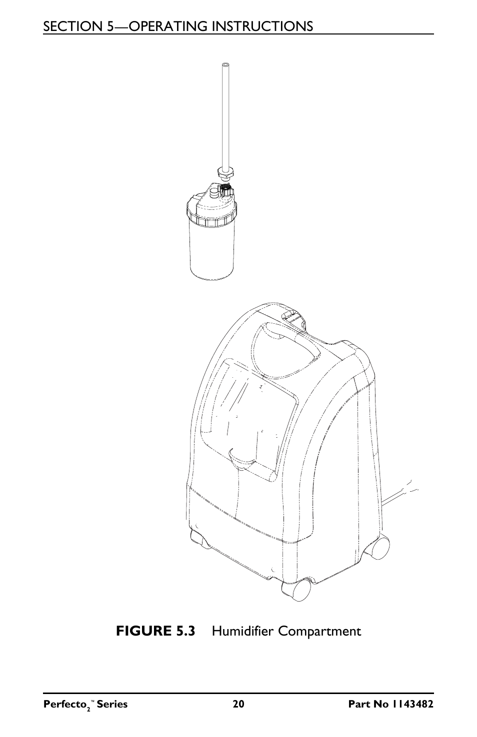 Humidifier bottle, Figure 5.3 humidifier compartment, In figure 5.3 | B” in figure 5.3, See detail “b” in figure 5.3 | Invacare IRC5P User Manual | Page 20 / 32