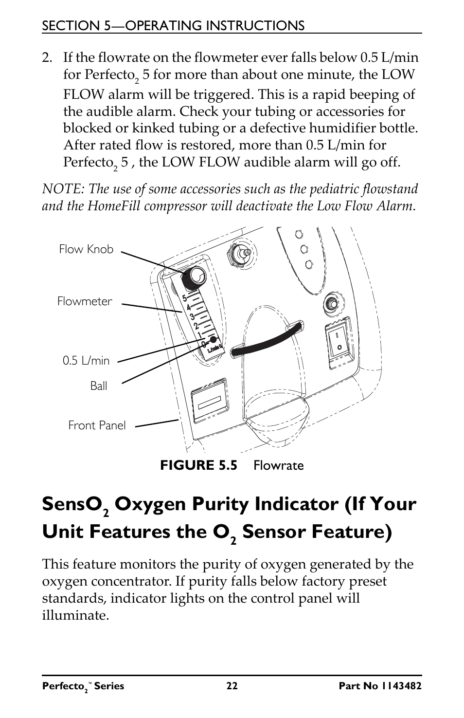 Flow knob, Figure 5.5 flowrate, Senso | Sensor feature) | Invacare IRC5P User Manual | Page 22 / 32