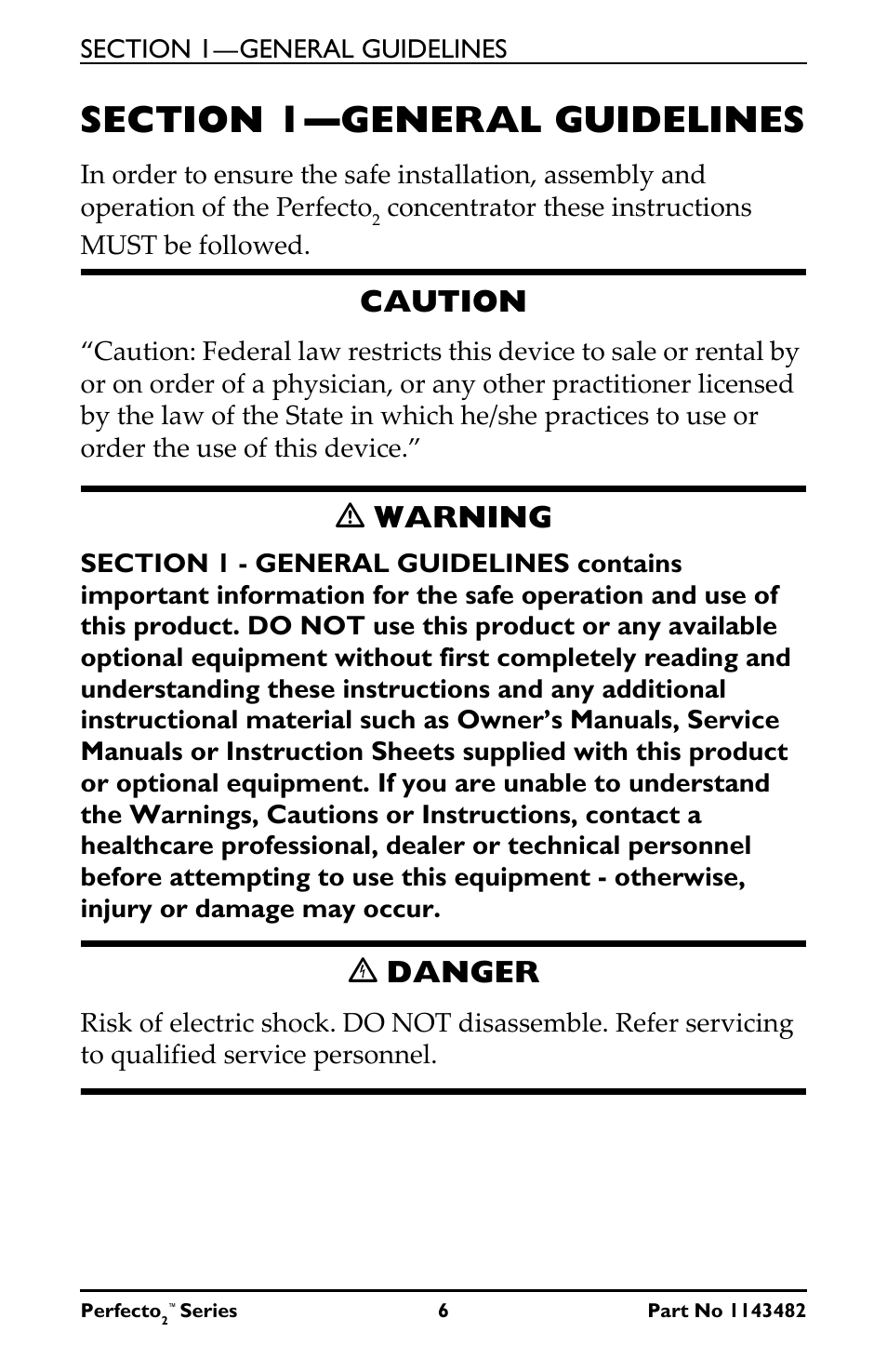 Section 1- general guidelines, Section 1—general guidelines, Caution | Ƽ warning, Ꮨ danger | Invacare IRC5P User Manual | Page 6 / 32