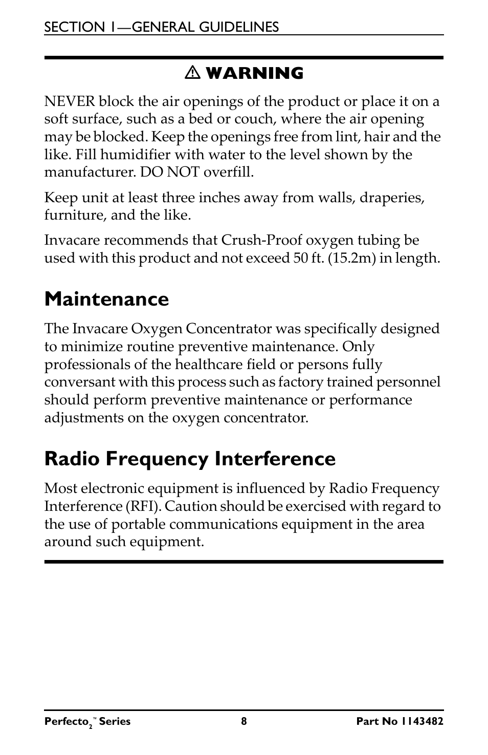 Maintenance radio frequency interference, Maintenance, Radio frequency interference | Ƽ warning | Invacare IRC5P User Manual | Page 8 / 32