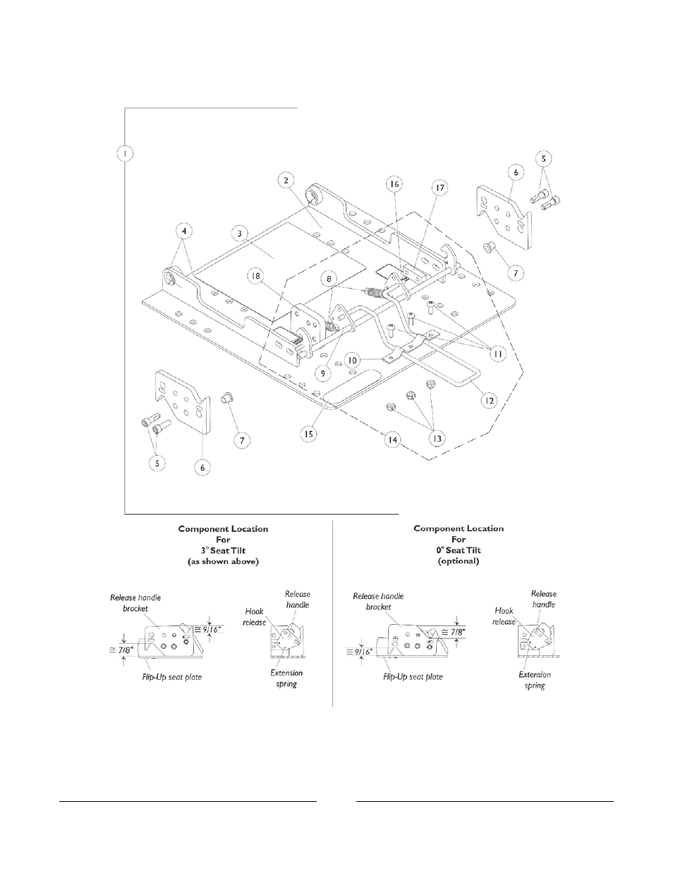 Flip-up seat plate assembly | Invacare Xterra GT User Manual | Page 16 / 119