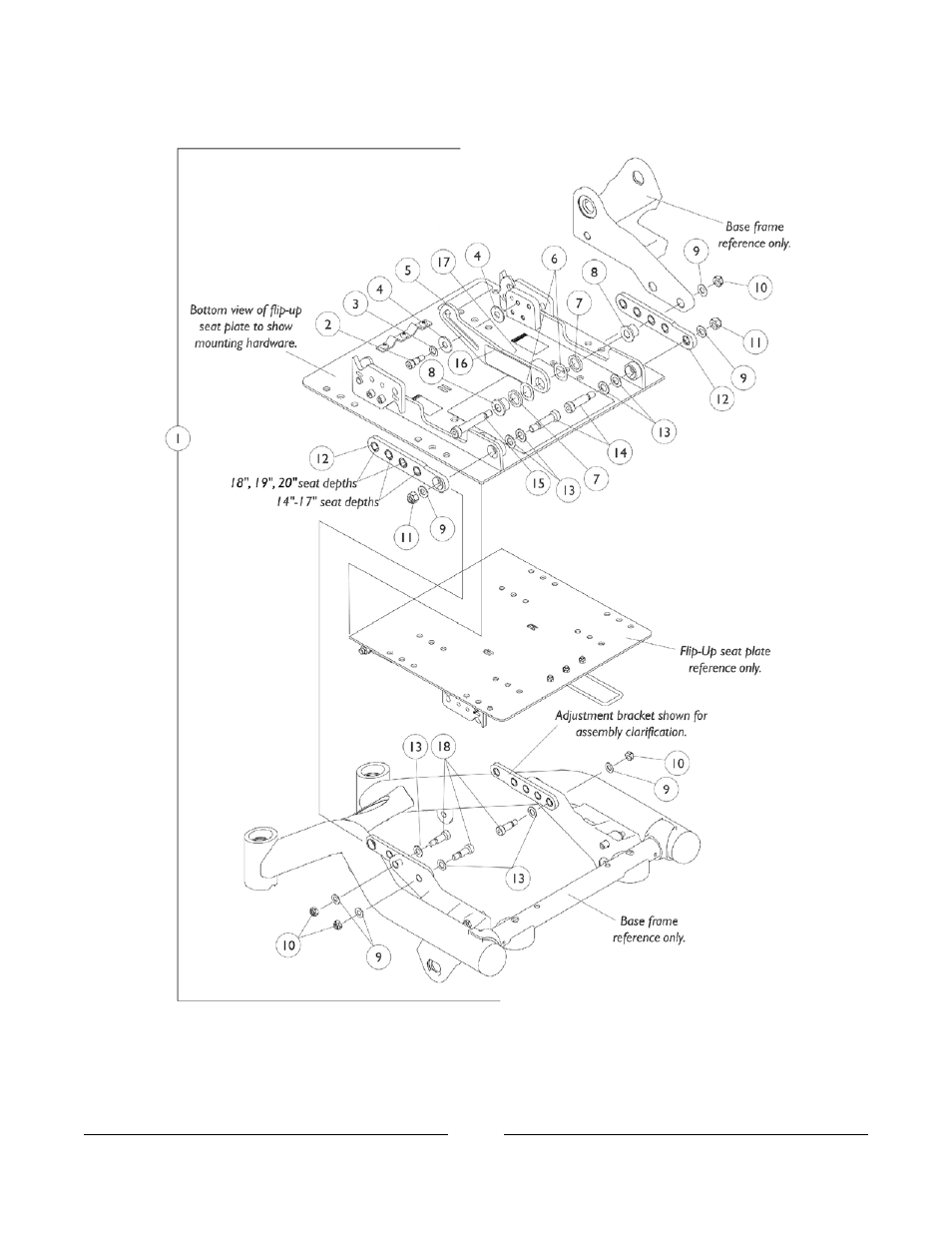 Flip-up seat plate mounting hardware | Invacare Xterra GT User Manual | Page 18 / 119