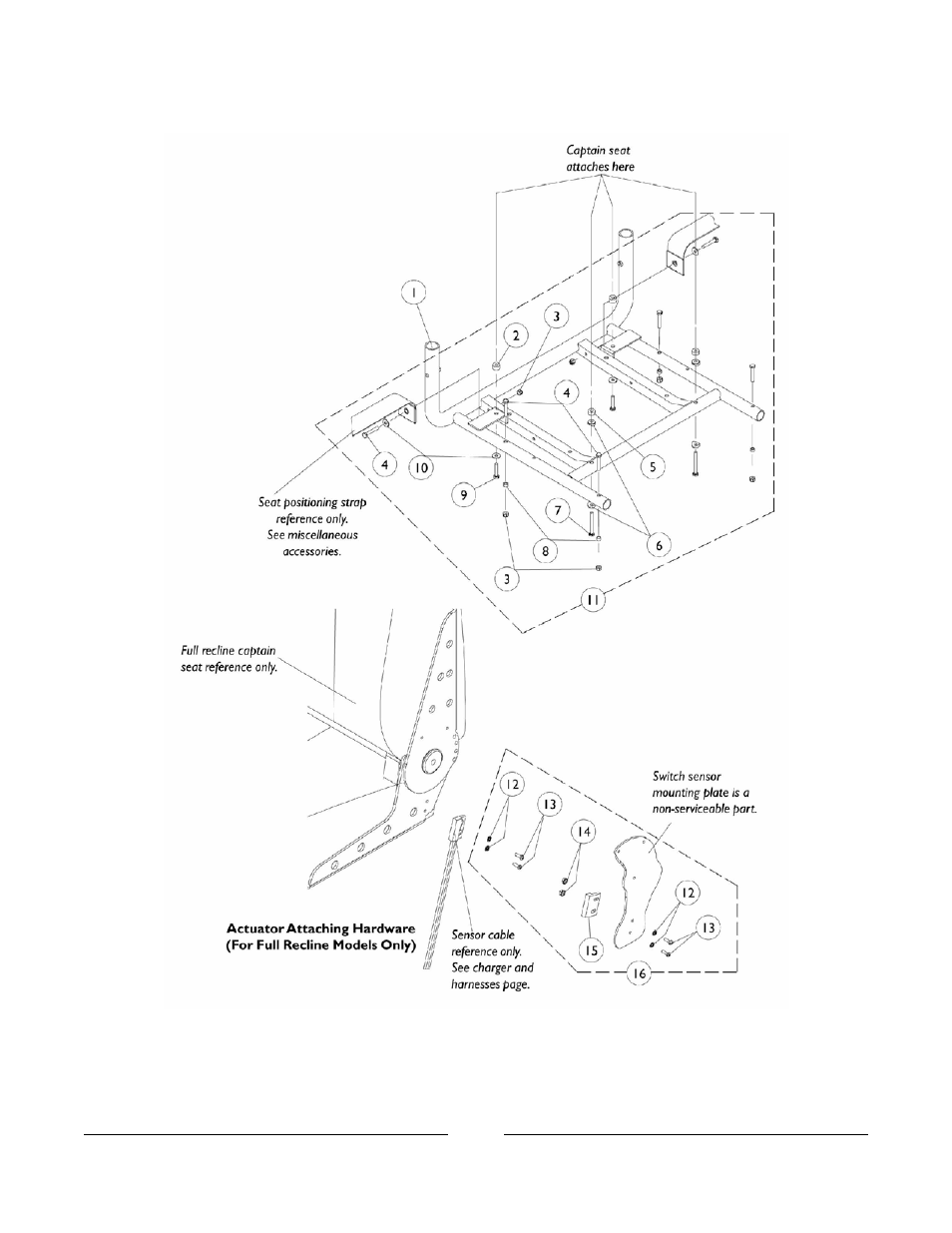 Captain seat and actuator hardware | Invacare Xterra GT User Manual | Page 24 / 119