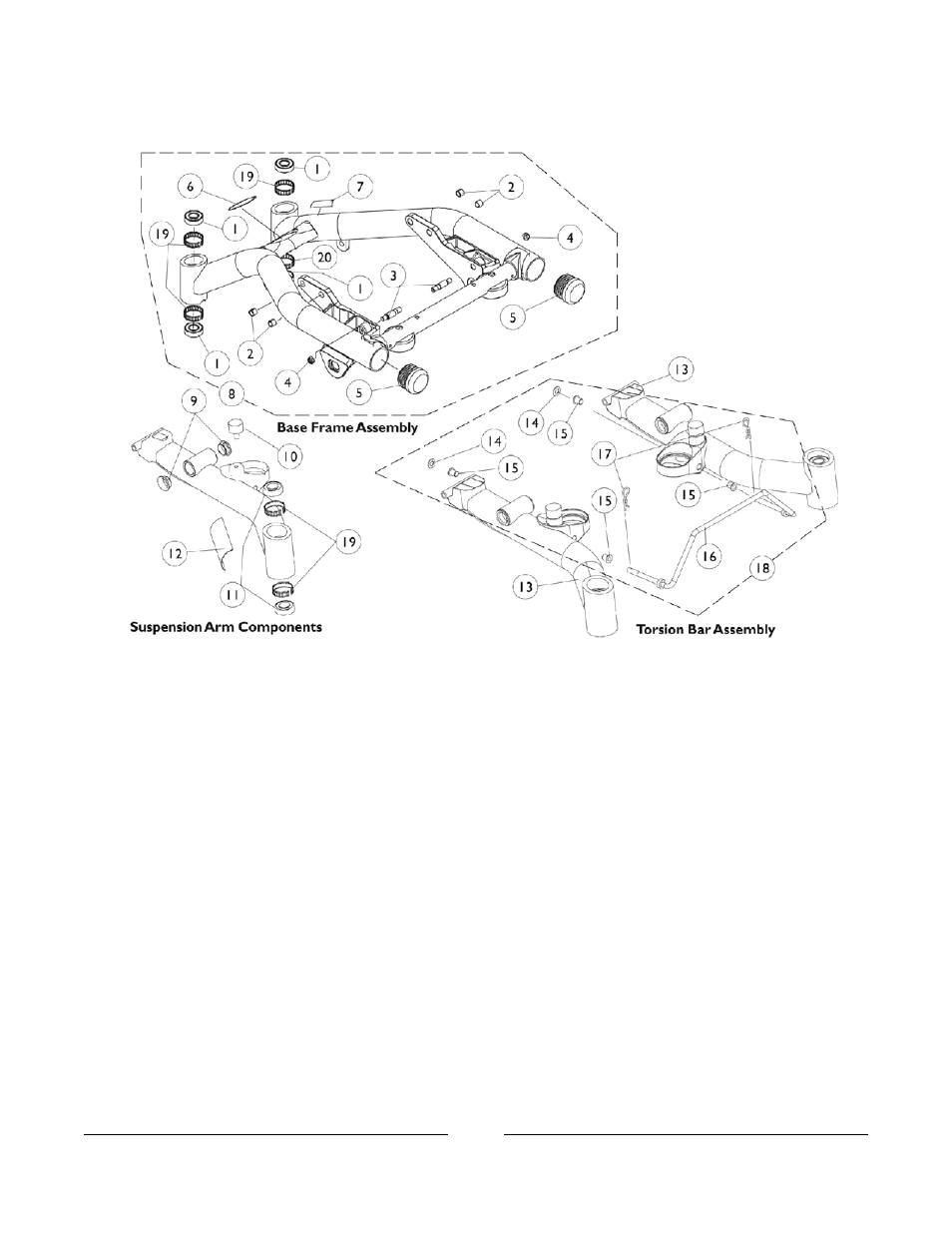 Base frame, suspension arms, and torsion bar | Invacare Xterra GT User Manual | Page 69 / 119