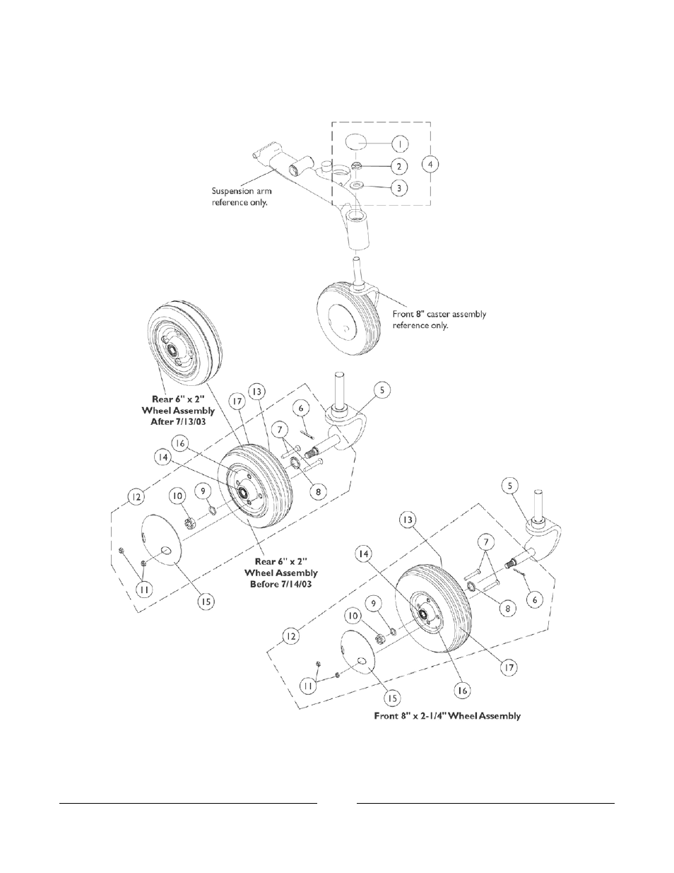 Front 8" and rear 6" caster assembly | Invacare Xterra GT User Manual | Page 75 / 119