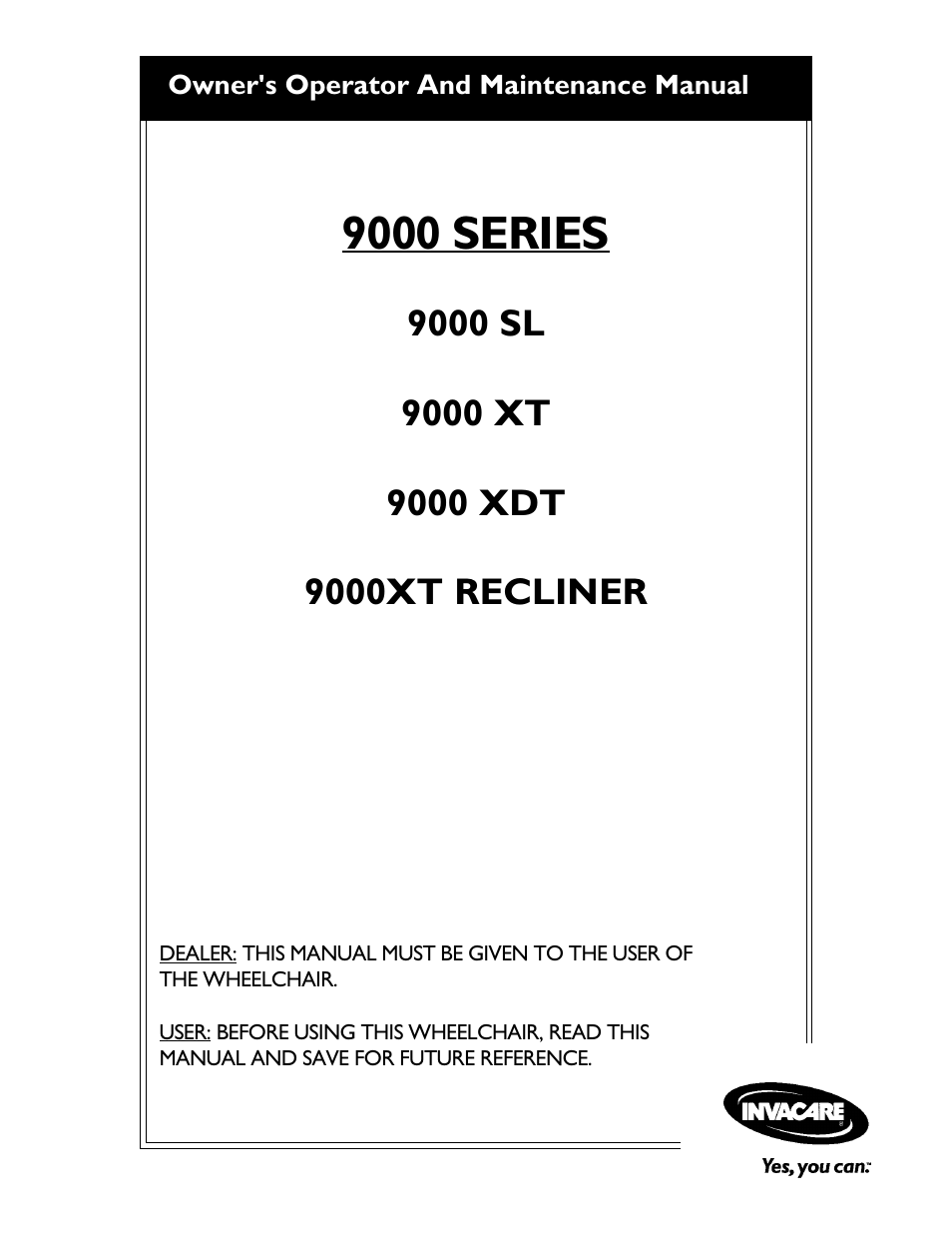 Invacare 9000 XT User Manual | 60 pages
