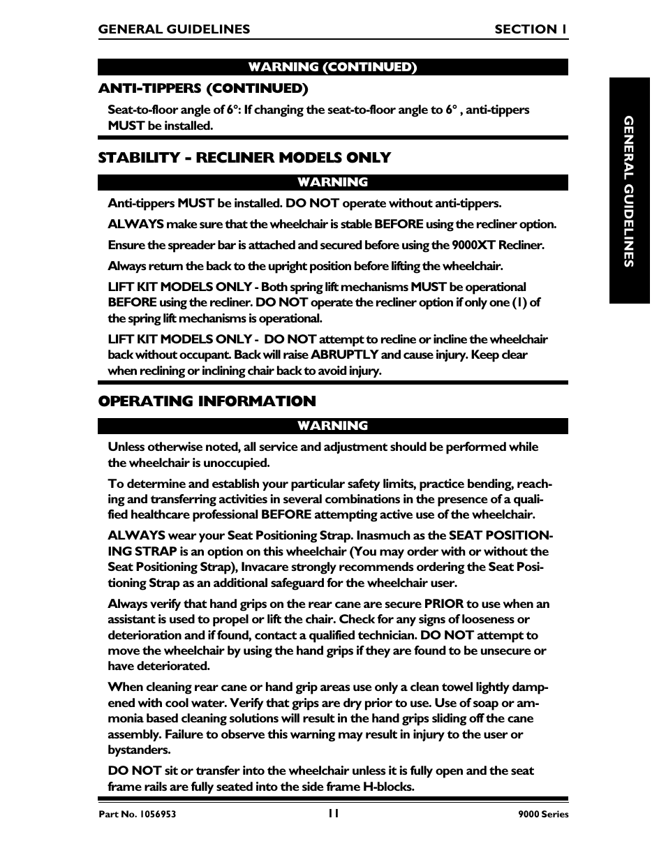 Invacare 9000 XT User Manual | Page 11 / 60