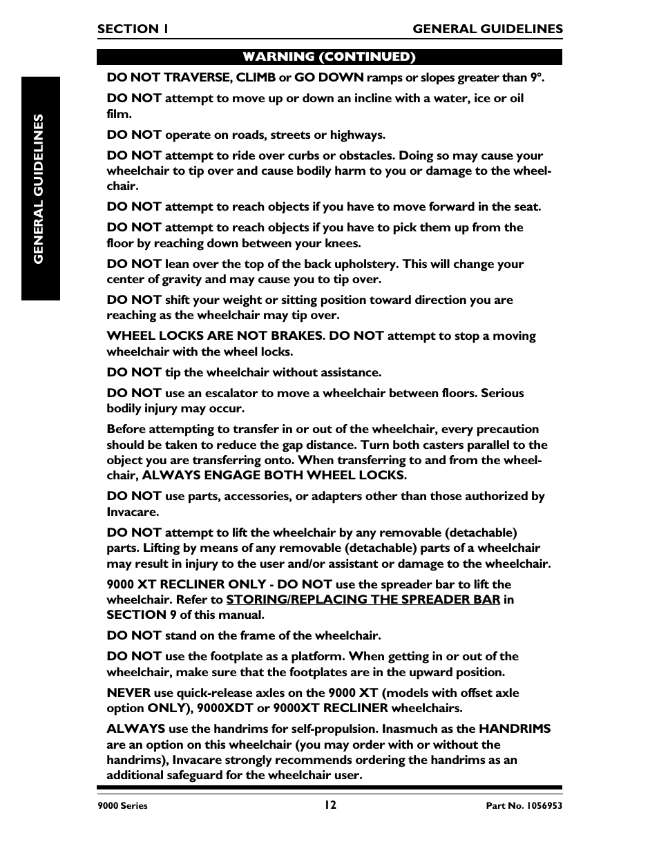 Invacare 9000 XT User Manual | Page 12 / 60