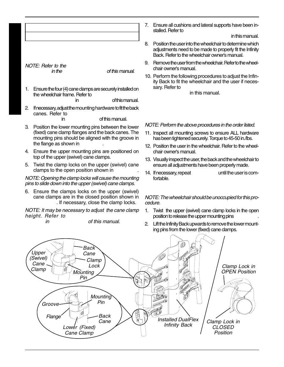 Installing/removing the infinity back (figure 1) | Invacare Infinity Back Support User Manual | Page 10 / 16