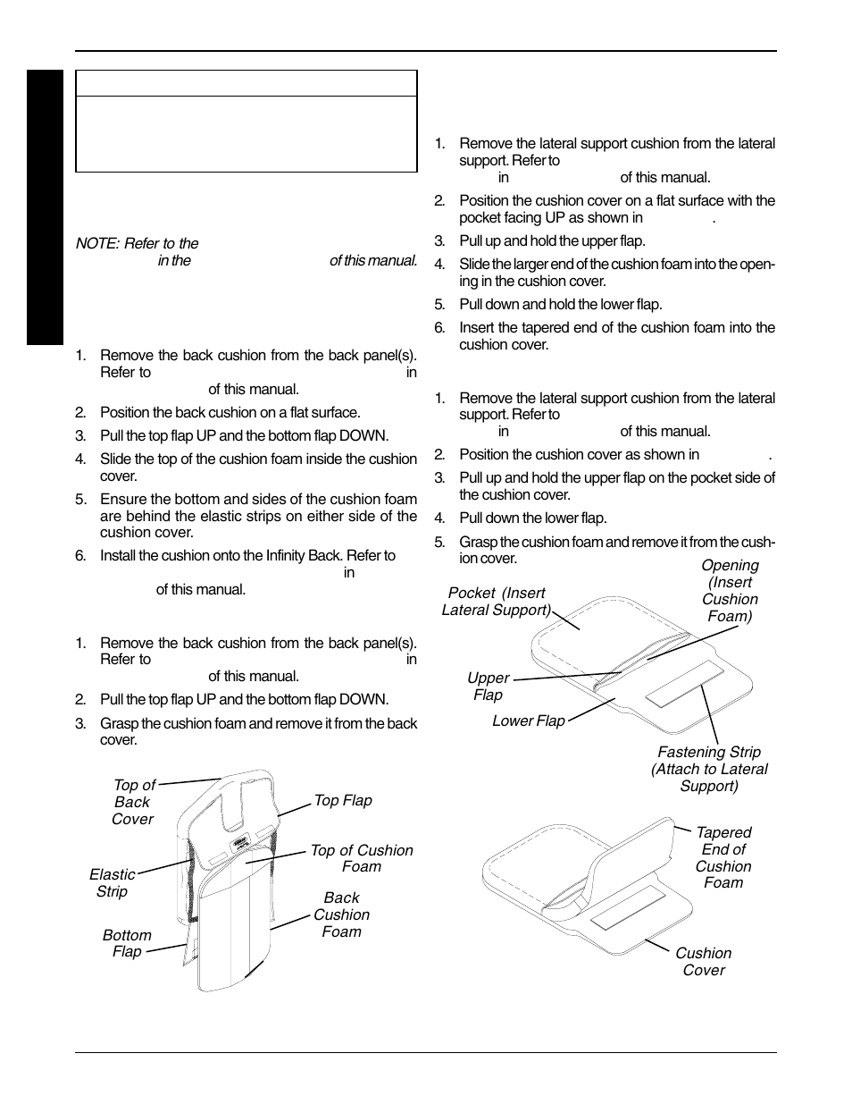 Installing/removing cushion foam | Invacare Infinity Back Support User Manual | Page 14 / 16