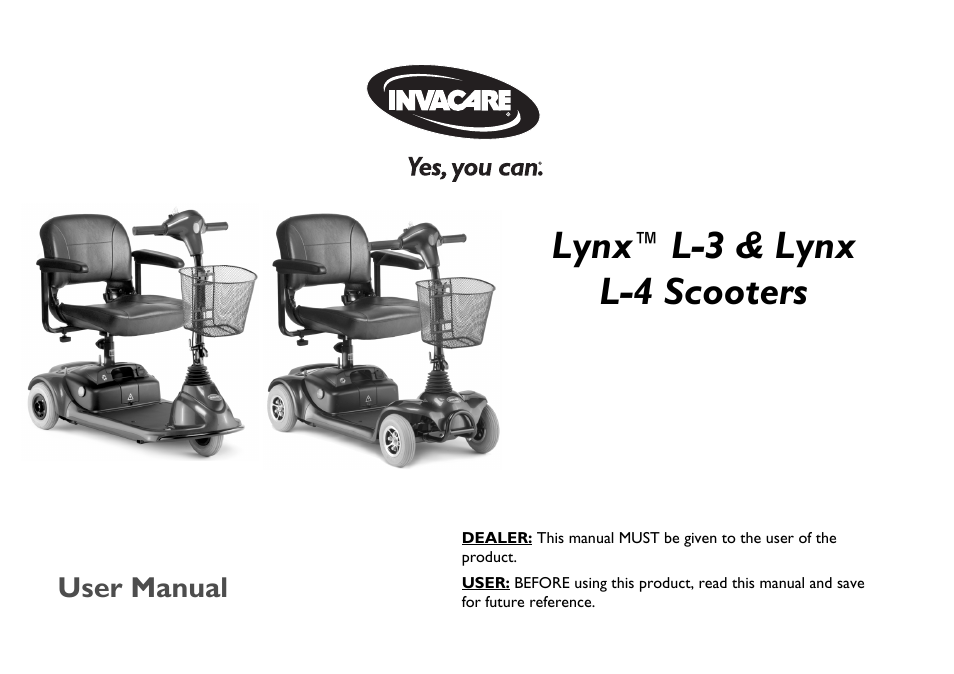 Invacare Lynx L-4 User Manual | 56 pages