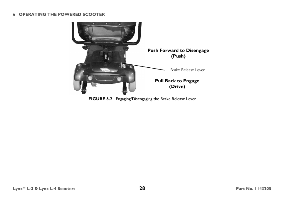Brake release lever | Invacare Lynx L-4 User Manual | Page 28 / 56