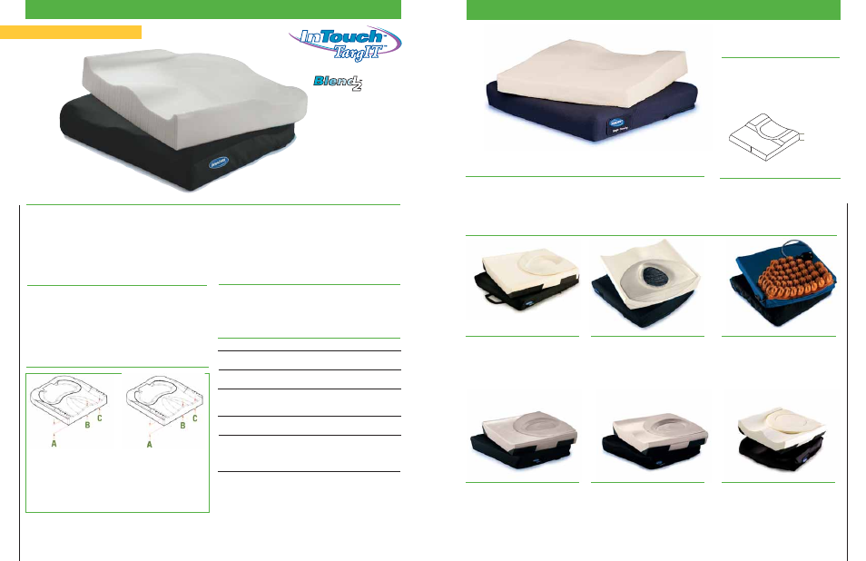 Invacare, Cushions, Single density cushion | Viscofoam, Flogel, Airflo, Locontour, Gentle contour, Max contour, Infinity | Invacare ITSG User Manual | Page 6 / 8