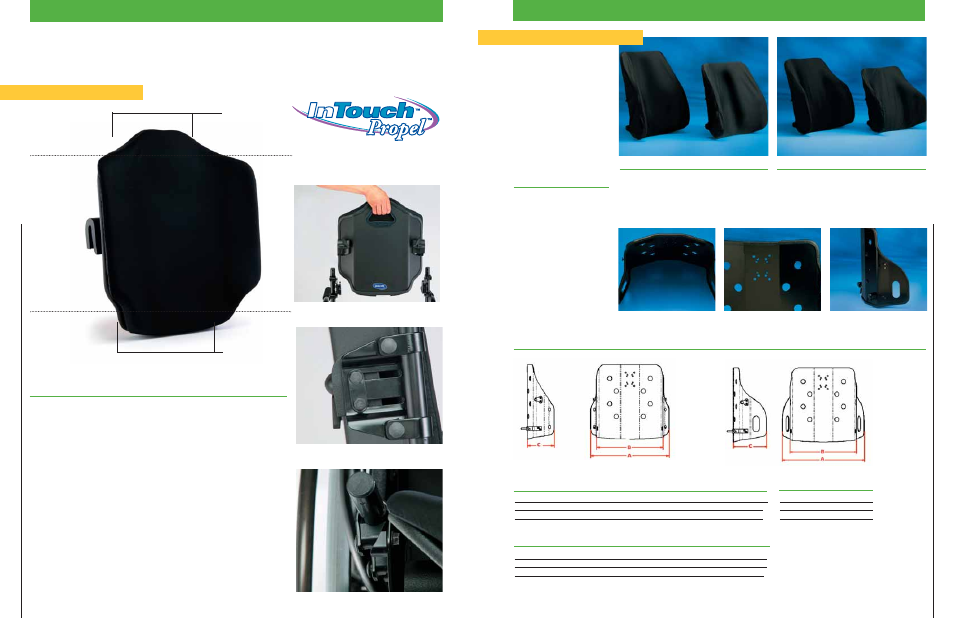 Hcpcs code = e2611, Invacare, Backs | Dimensions | Invacare ITSG User Manual | Page 7 / 8
