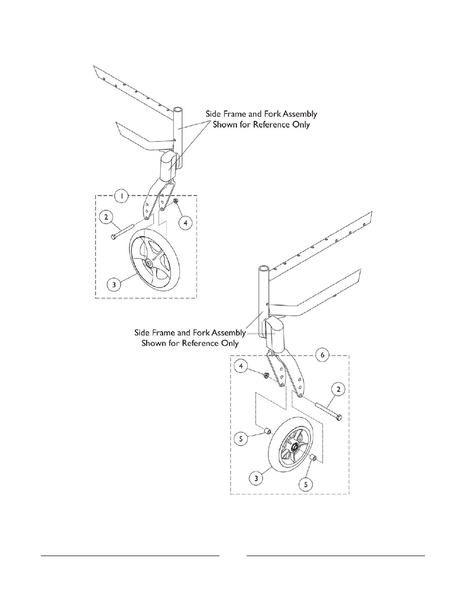 Front casters and mounting hardware | Invacare AX3 User Manual | Page 31 / 56