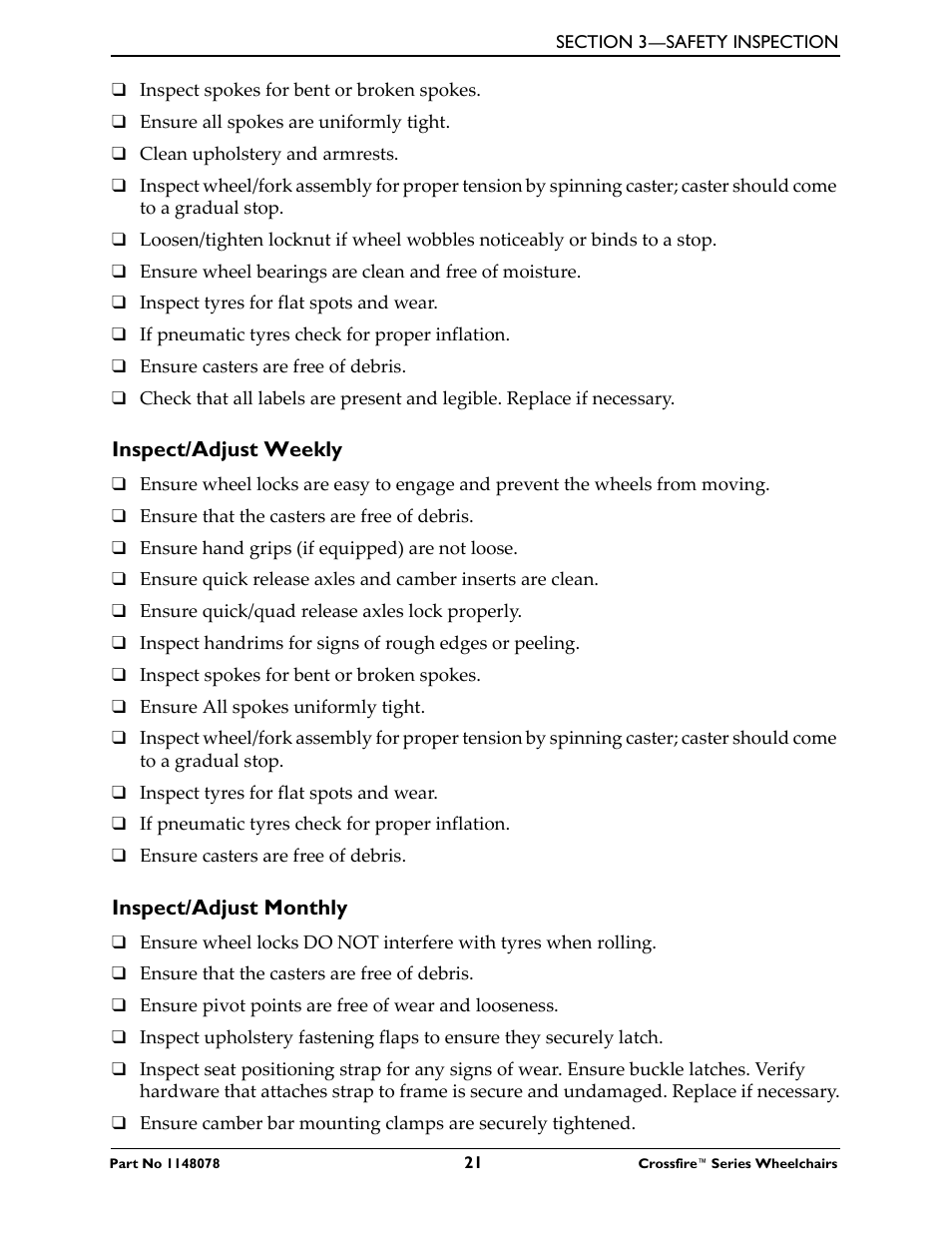 Invacare CROSSFIRE T6 User Manual | Page 21 / 60